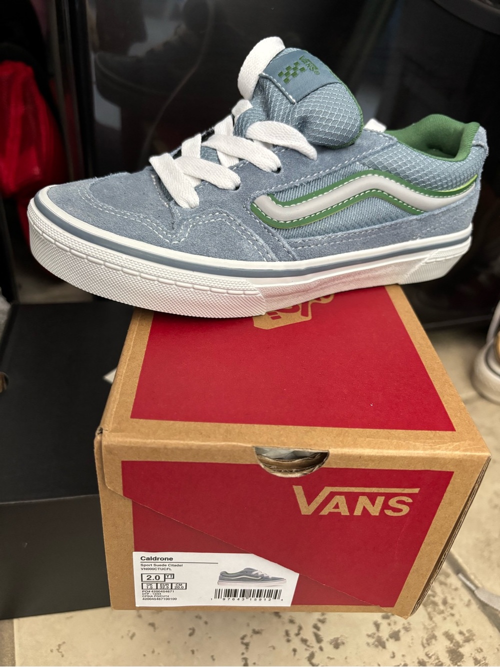 Vans Light Blue and Green Old Skool Skate Shoe